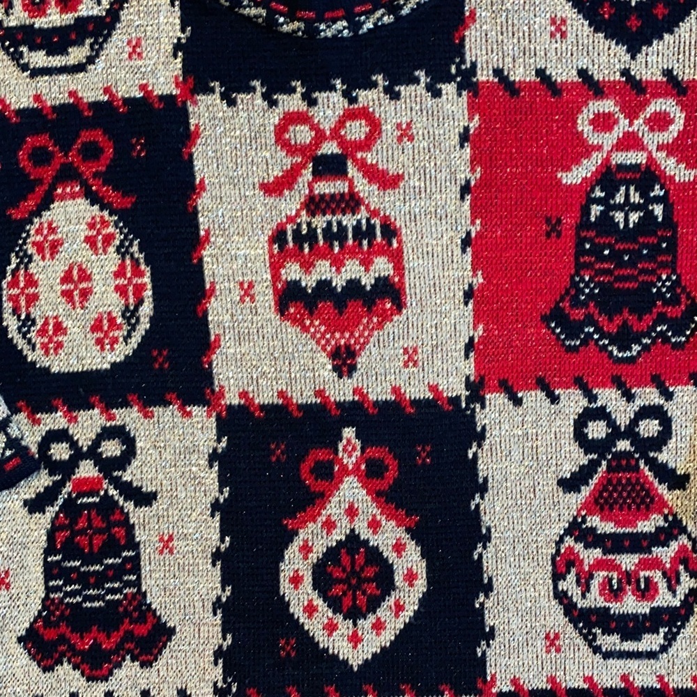 Vintage Festive Holiday Sweater - Red Gold and Black - Picture 4 of 4